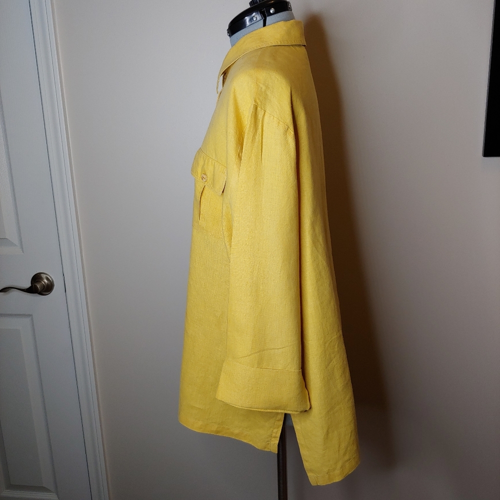 David Dart Collection Gold Linen Buttondown Tunic… - image 4